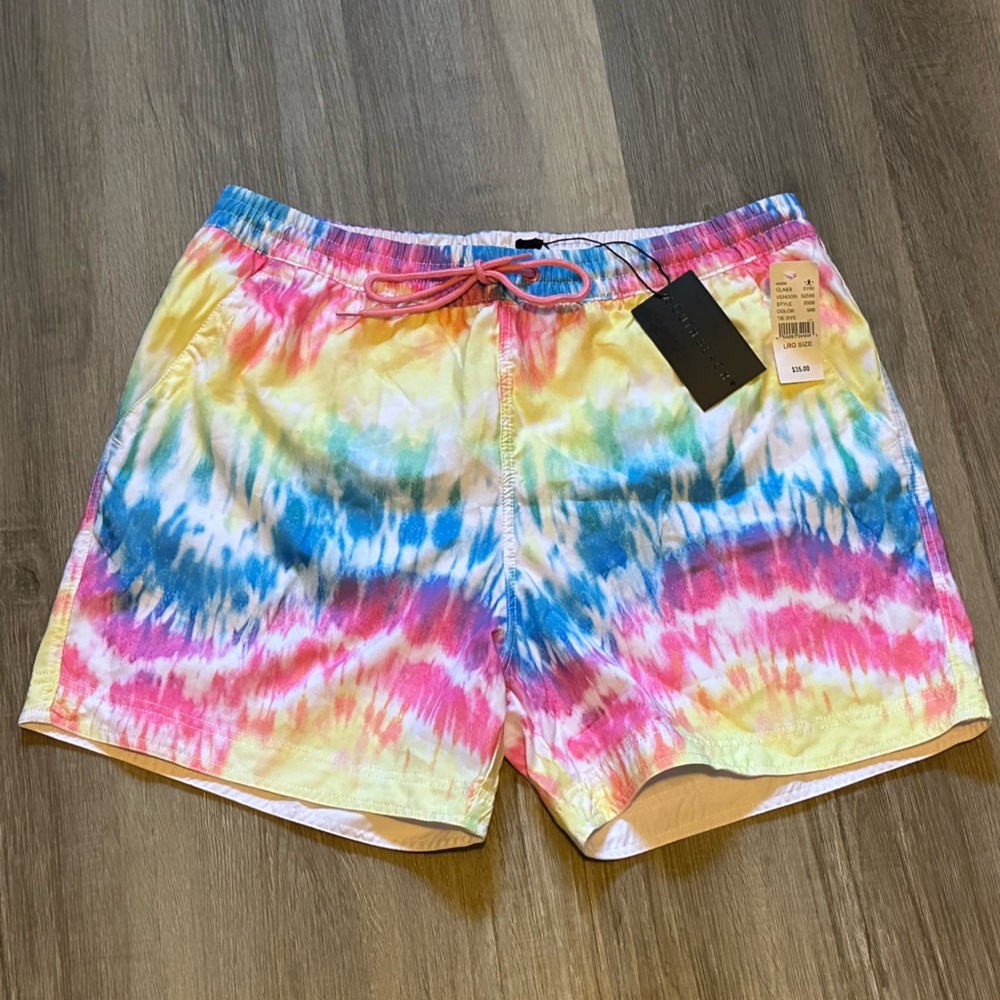Pink and Blue Athletic Tie-Dye Shorts